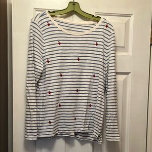 Talbots Blue and White Long Sleeve Tee with Stripes. Size large